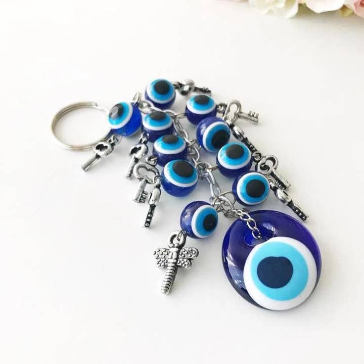Evil Eye Protection Keychain, Evil Eye Bag Charm for wholesale by Evileyefavor
