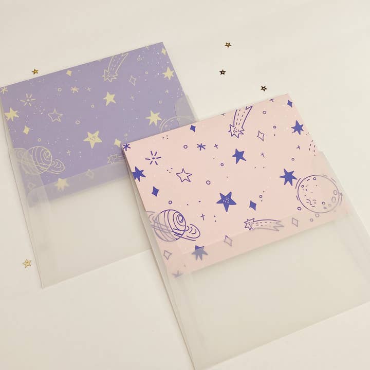 Night Stars Pattern Vellum Card for wholesale by New Moon Paper Goods