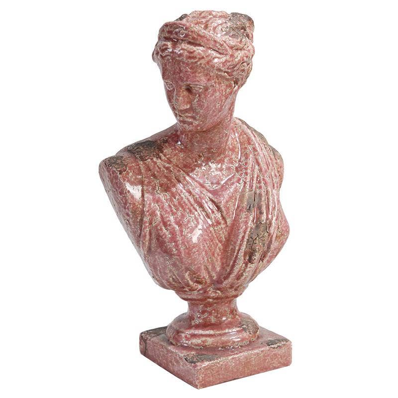 A&B Home Group Inc. - Venta al por mayor Figura decorativa - Estatua de busto clásico de cerámica vintage de 7x4,5x12" - Rosa0