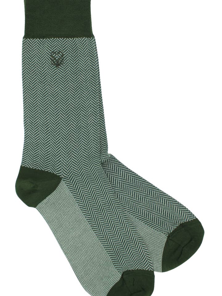 Sea Green Bamboo Herringbone Socks - Sir Luxe Collection for wholesale by Sock Geeks