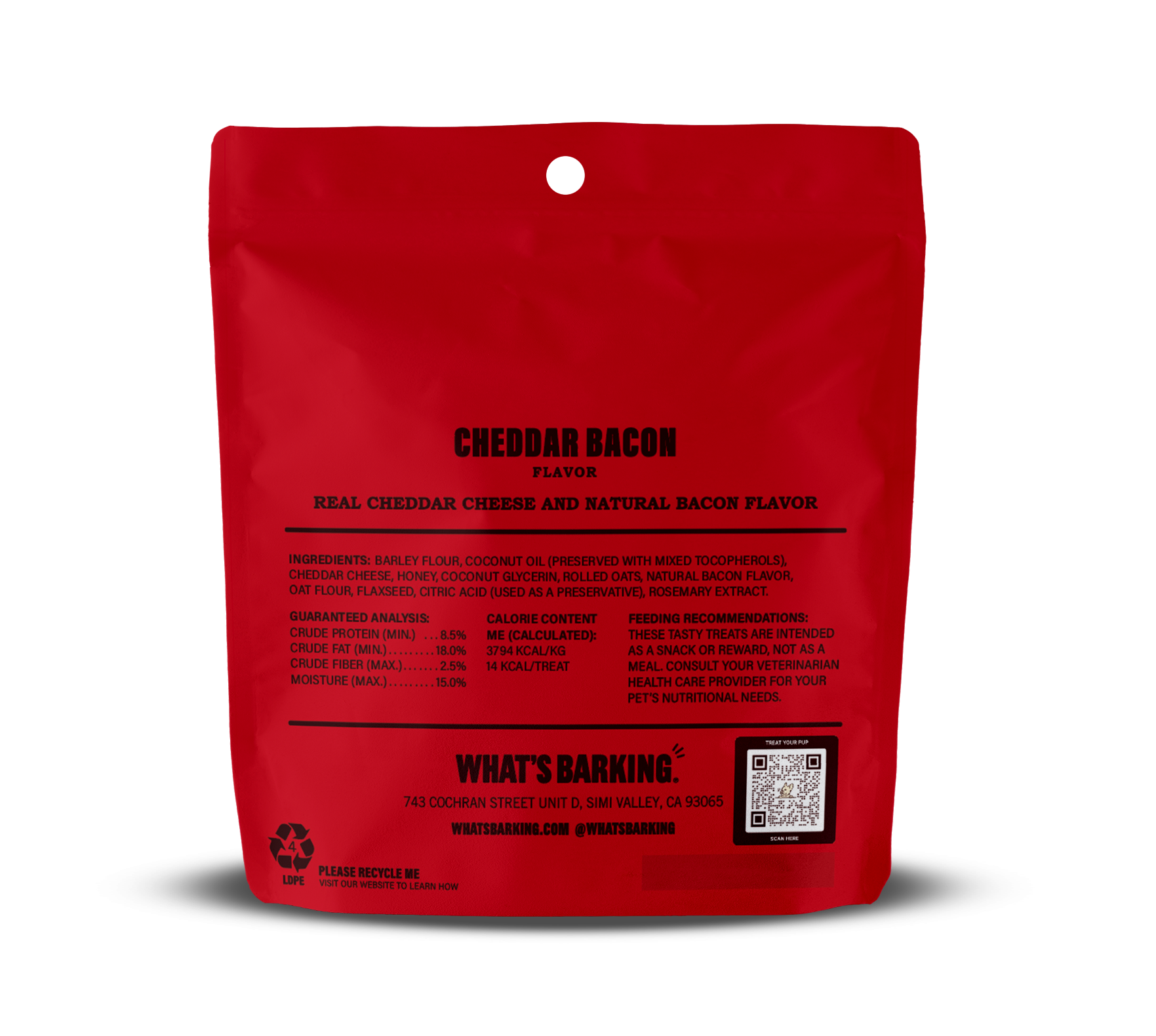 What's Barking - Wholesale Pet Treats - Dog - Cheddar Bacon Dog Treats, 1.5oz Case 3