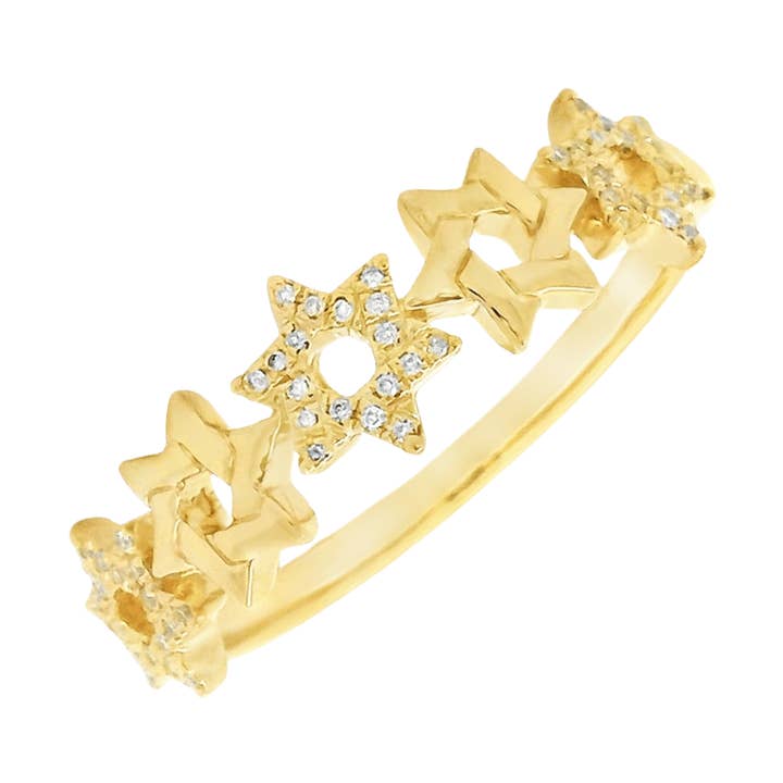 14K Guld Davidsstjerne Diamantring for engroshandel hos Izakov Fine Jewelry
