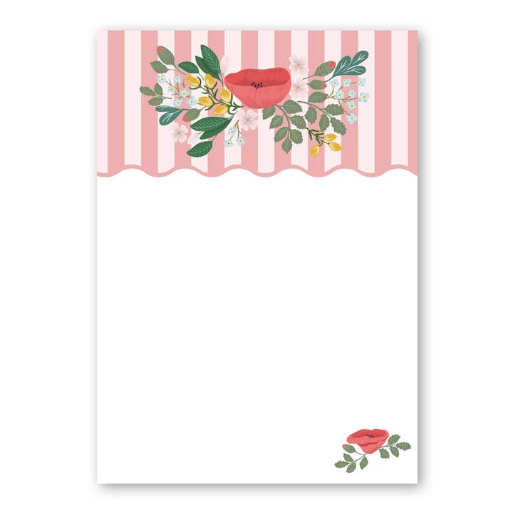 A6 blanco Poppy Love notitieblok met strepen voor wholesale door Emadam - Art & Design