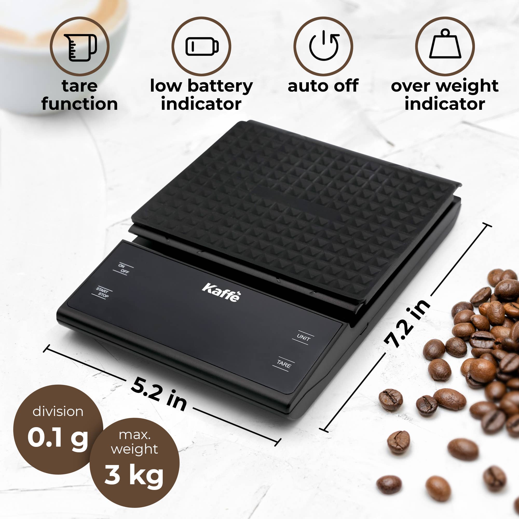 Kaffe - Wholesale Kitchen Tool/Gadget - Kaffe Digital Food Scale Stainless Steel with Tare Feature1