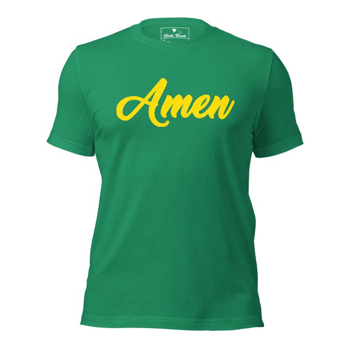 Amen Shirt - Yellow Lettering for wholesale by Birdie Threads