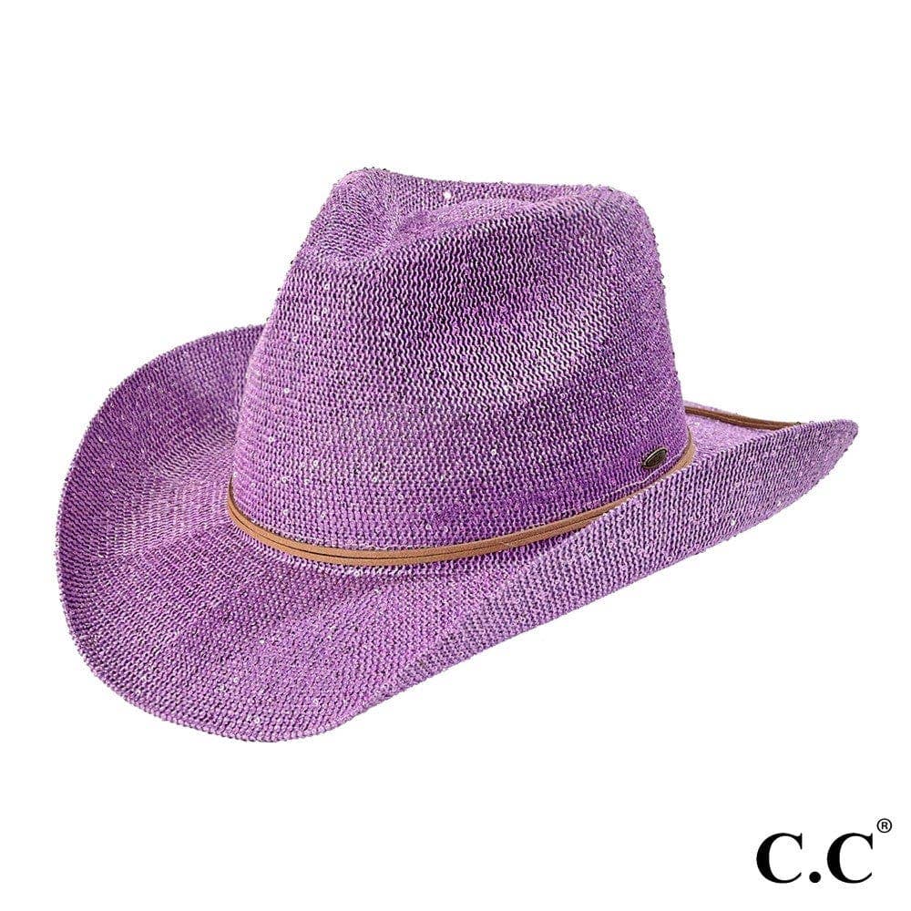 MiMi Wholesale - Wholesale Cowboy Hat - Women's - CBC03 C.C Brand Sequin detailing Cowboy hat with suede trim6
