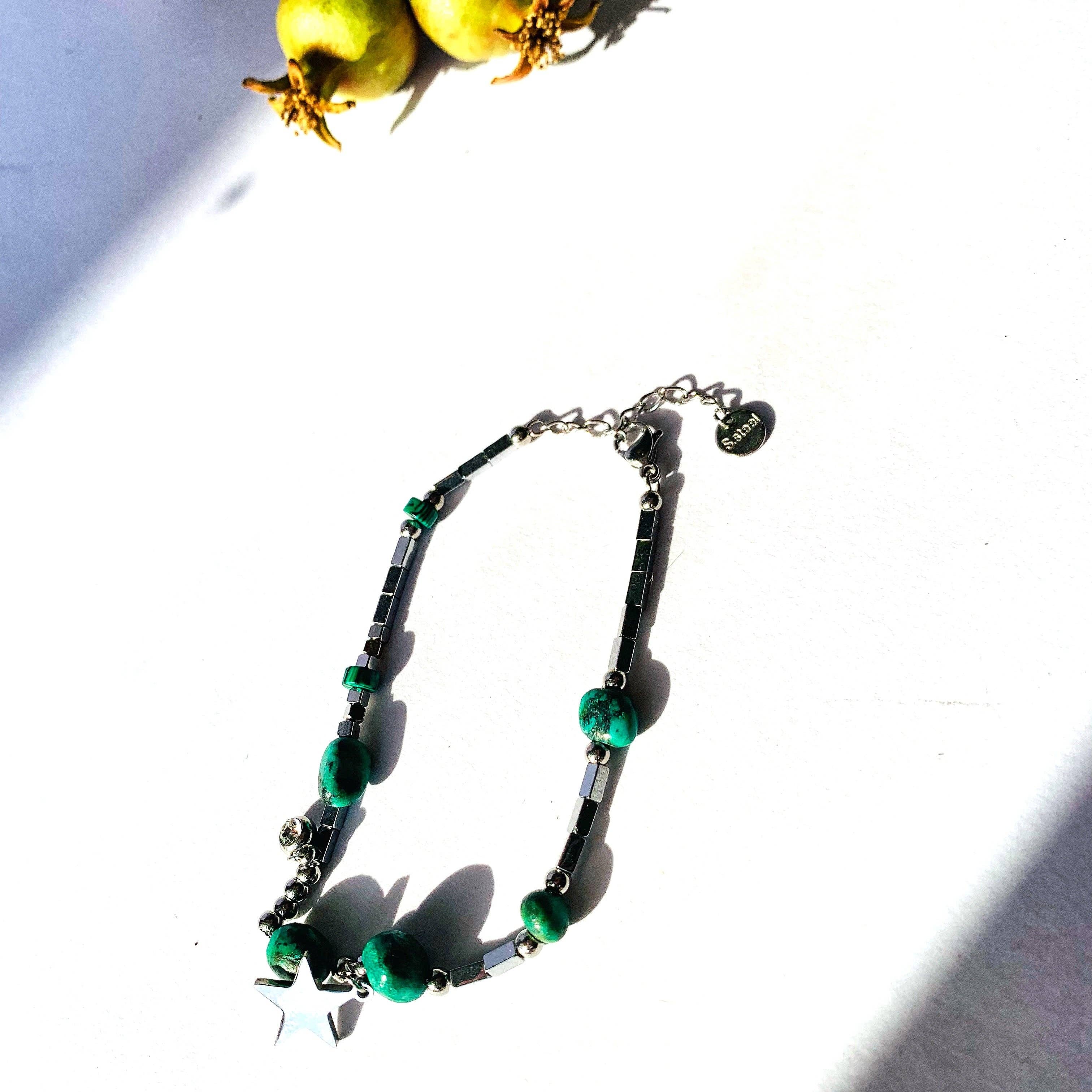 Atisha Spiritual Shop - Wholesale Pendant/Charm Necklace - STAR STONES Necklace ~ in STAINLESS Steel, with HARD stones and star-shaped charms3