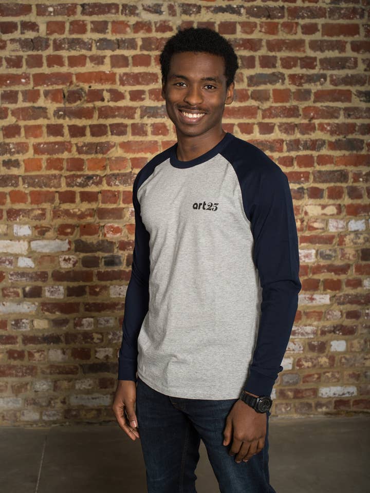 ART23 H Gray & French Navy Blue Long Sleeve T-Shirt for wholesale by art-23