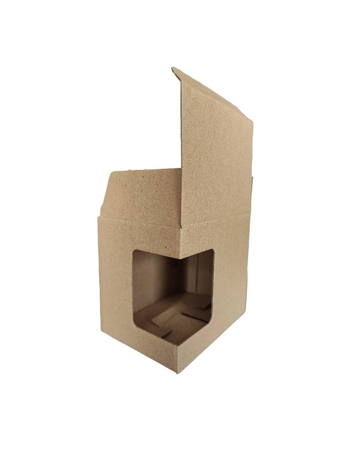 Individual kraft cardboard box with window for 11oz mugs for wholesale by STAR WAY, S.L.