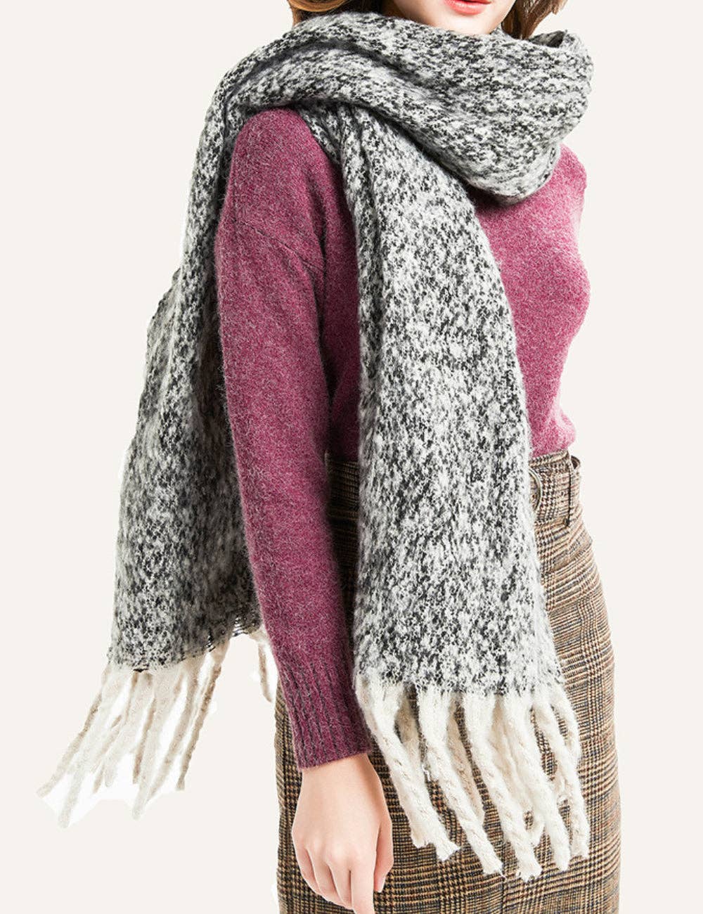 Dipped Shop - Wholesale Scarf - Women's - Solid Color Simple Tessel Scrves DPKS122013