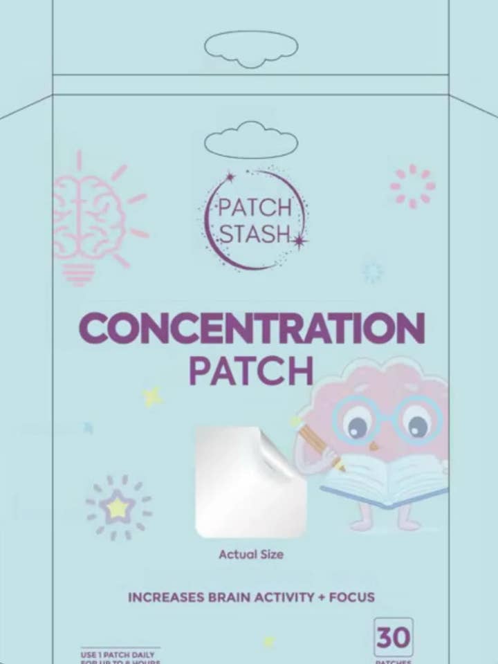 Patch Stash CONCENTRATION Patch |Brain Activity & Focus Patches – L-Theanine, 5-HTP, Lion’s Mane & Magnesium Malate, 30 Count, 3” x 3”, Transdermal Supplement for wholesale by Beauty Stash