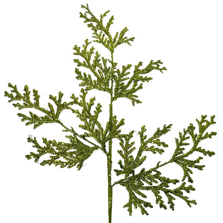 Glitter Lycopodium Spray - Lime 28.5" for wholesale by David Christopher's Collection