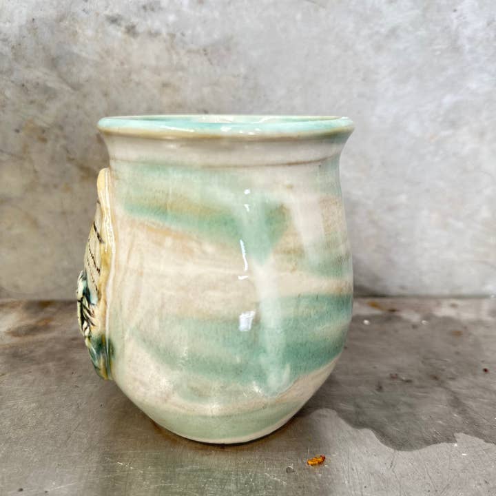 Carys Martin Ceramics - Wholesale Coffee Mug - Standing Stone Sunrise Ammonite Crystal Mug