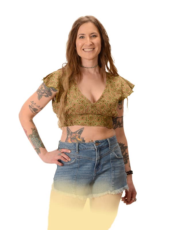 Gypsy Rose - Wholesale Blouse - Women's - Printed Cotton Crop Blouse0