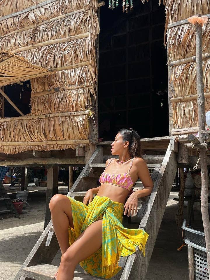 YUMI & KORA - Wholesale Swim Cover Up - Women's - Yellow Batik Sarong - LANTA REEF