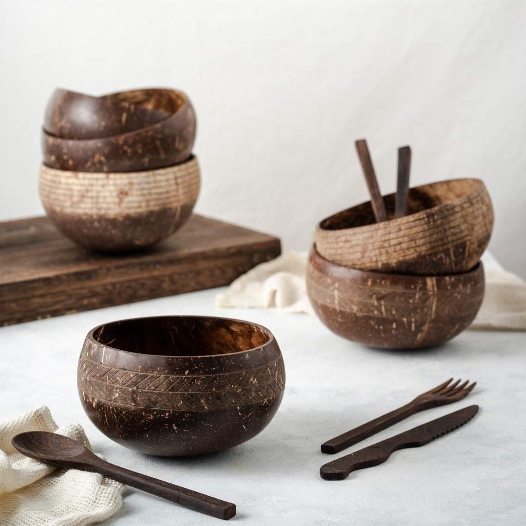 Jungle Culture - Wholesale Bowl - Coconut Bowl & Spoon Combo - Natural Wooden Bowls11