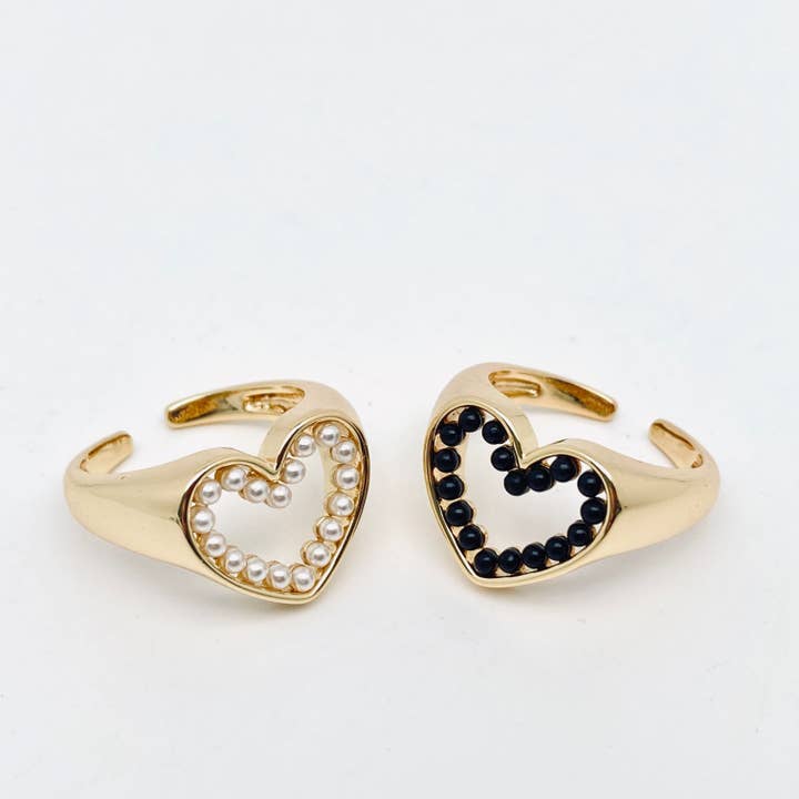 Copper Gold Plated Pearl Opening Adjustable Ring for wholesale by Mio Queena