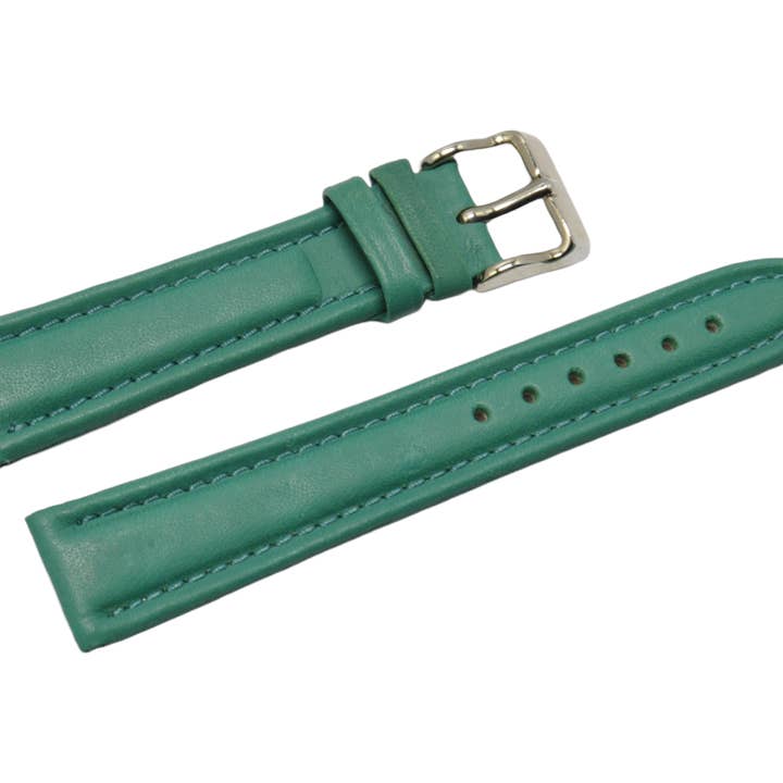 18 mm vert. Bracelet montre cuir lisse bombé type aviateur pour la vente par BRACELETS MONTRE ACH