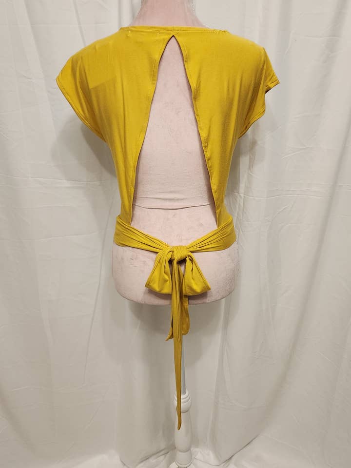 Golden Backless Deep V Neck Back Tie Top for wholesale by Edna SMaK Apparel