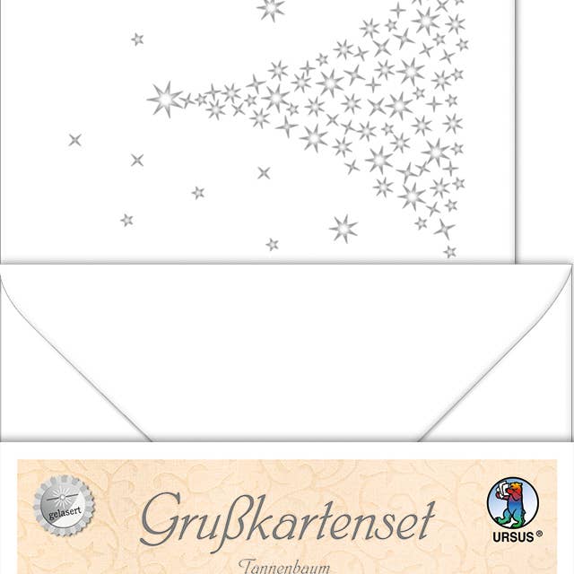 Lasered greeting card “Christmas tree”, white for wholesale by URSUS® / Buntpapierfabrik Ludwig Bähr GmbH & Co. KG