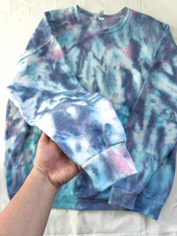Royal Blue, Blue, Pink & Gray Tie Dye Crewneck Sweatshirt for wholesale by Salty Ocean Crew