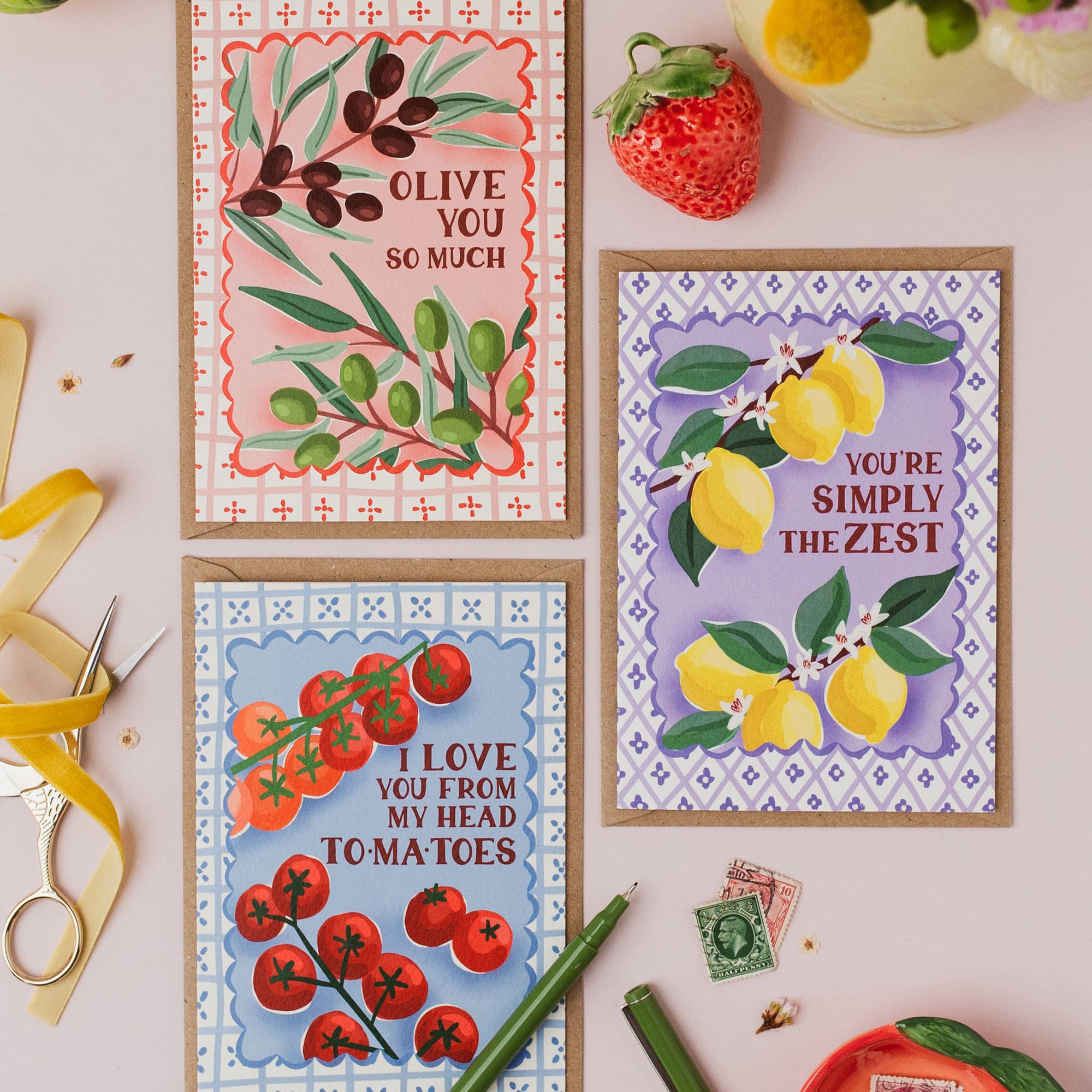 Jessie Maeve Studio - Wholesale Valentine's Day Card - Olive You So Much Valentine's Card - A6 Elegant Texture Card6