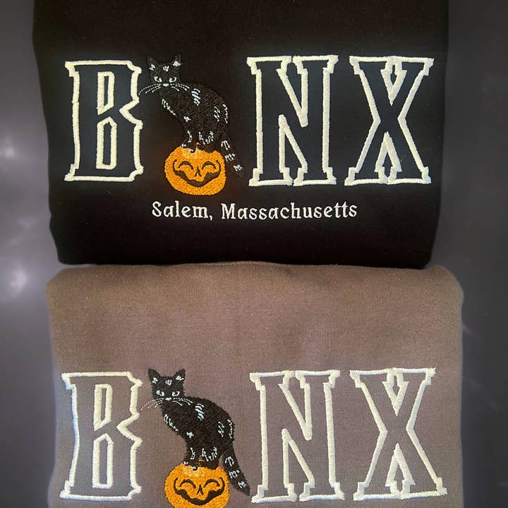 Binx Cat Crewneck Sweater / Embroidered Halloween Sweatshirts / Black Cat Crewneck for wholesale by Cactus & Cedar