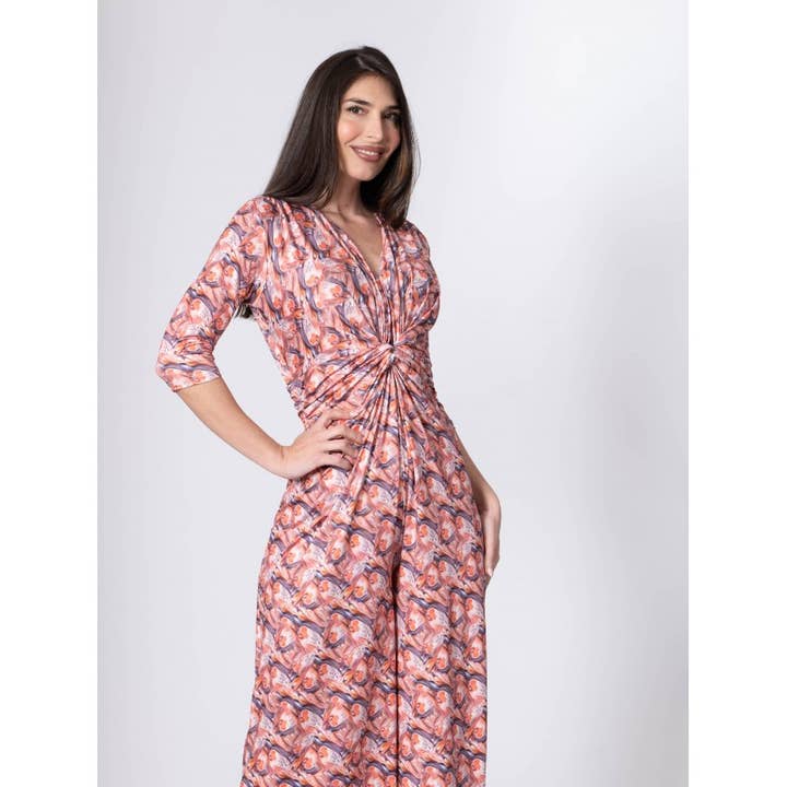 Julie d orleac - Wholesale Jumpsuit - Women's - Coral water print knot monkey2