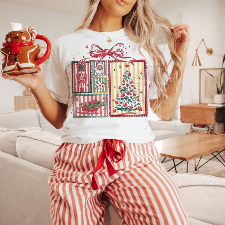 Rosa Preppy Weihnachtsstempel Comfort Colors Shirt, Pullover für den Großhandel von Glaime