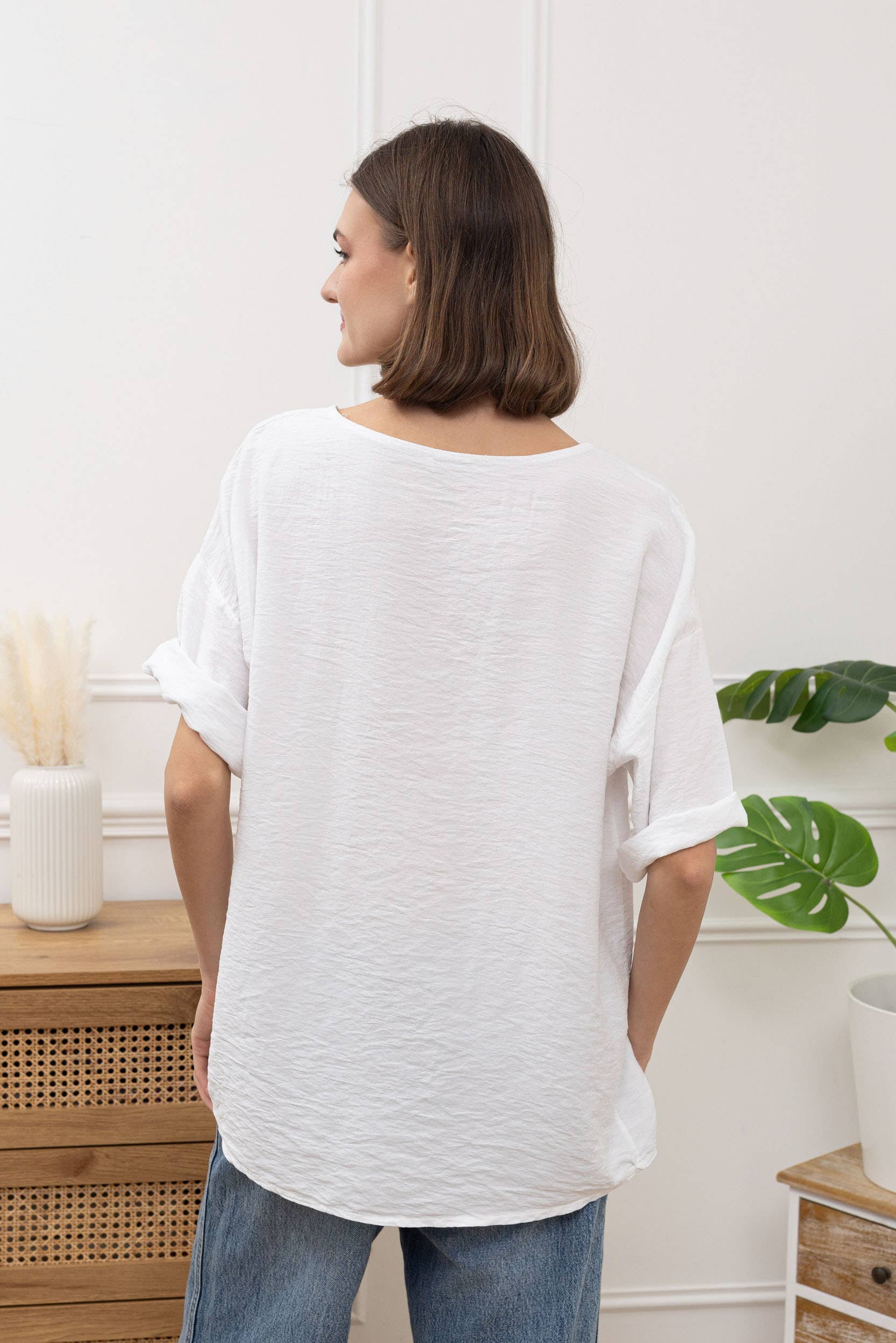 Happy look - Wholesale Blouse - Women's - Viscose Top with Round Neck and Flower Embroidery13