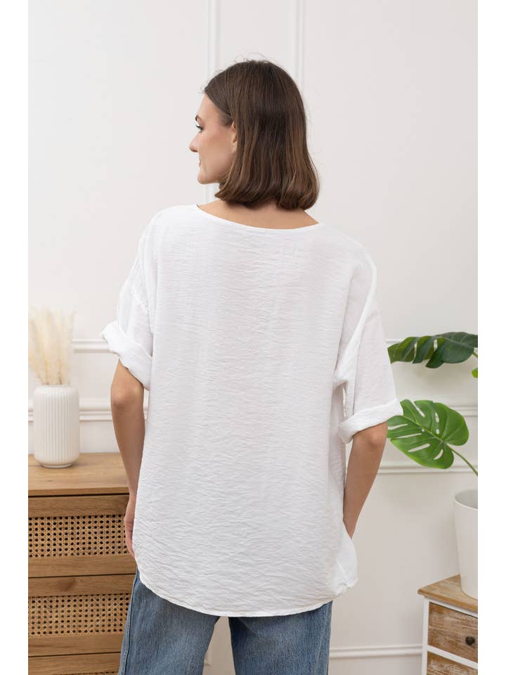 Happy look - Wholesale Blouse - Women's - Viscose Top with Round Neck and Flower Embroidery13