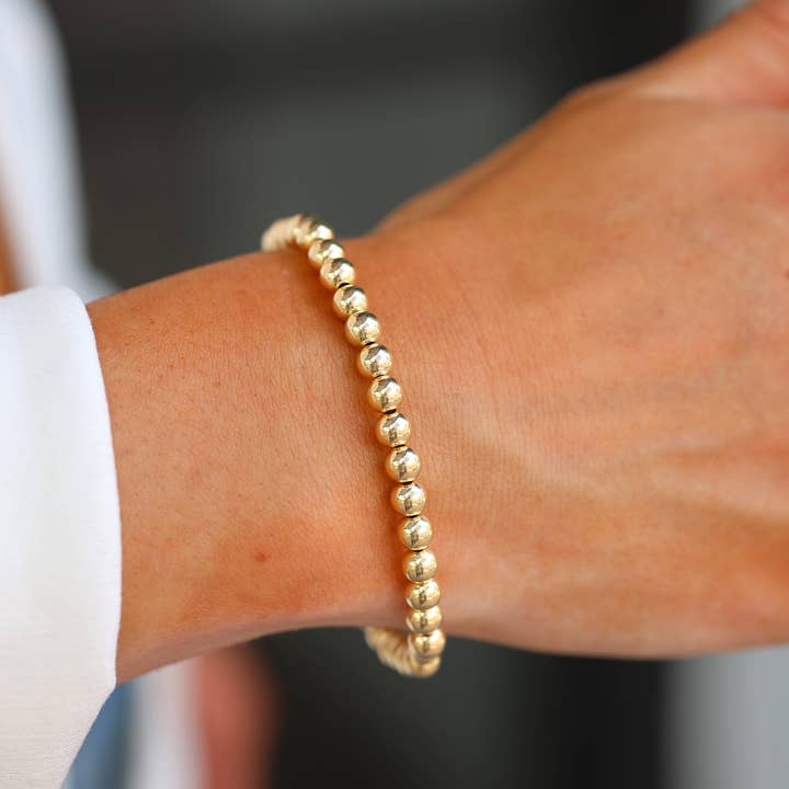bara boheme - Wholesale Beaded Bracelet - 5mm | Stretchy Anti-Tarnish 14K Gold Filled Bracelet