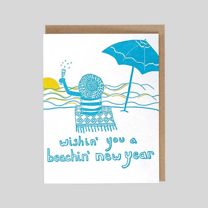 Wishing You A Beachin New Year Card for wholesale by folio press & paperie