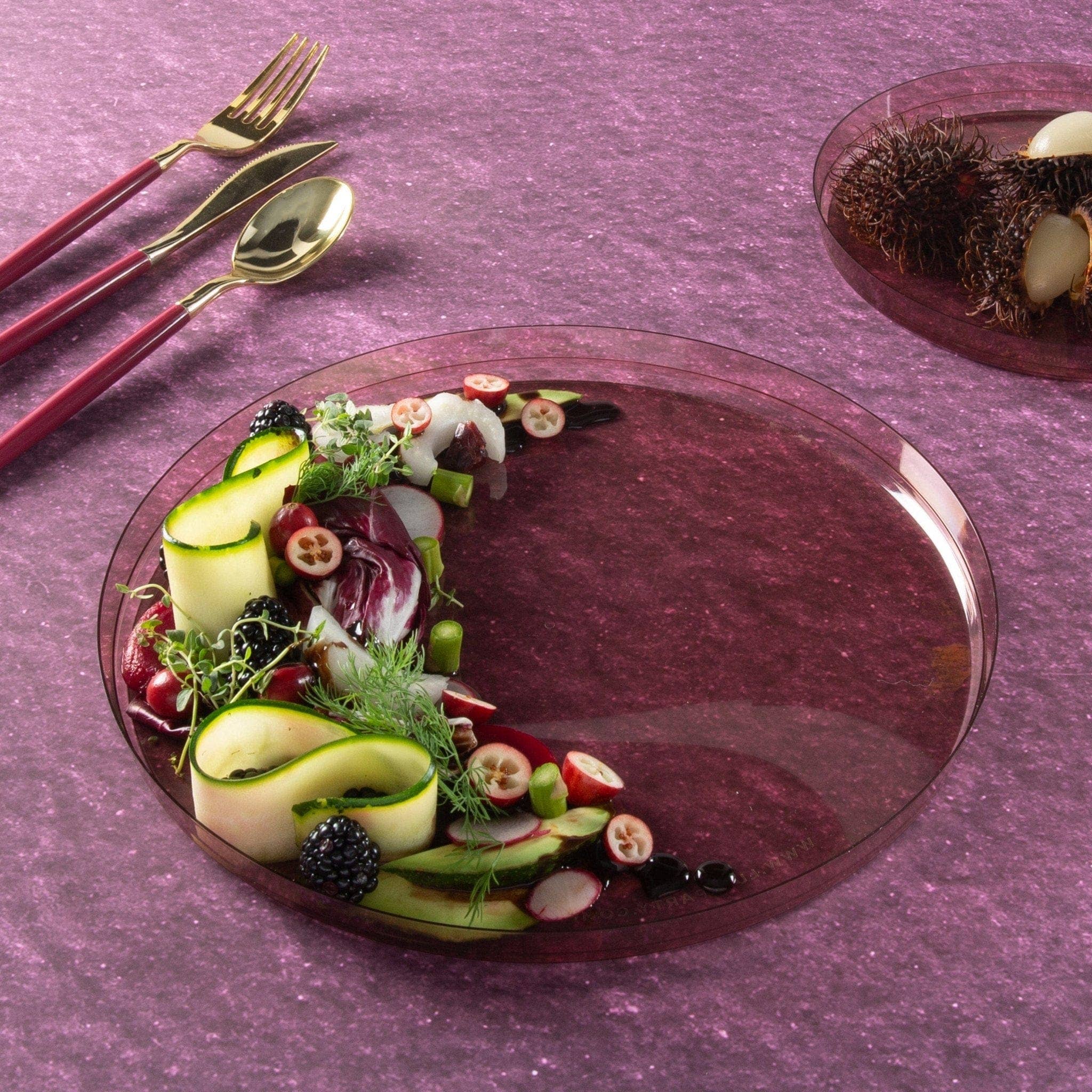 Luxe Party – wholesale Disposable plate – Round Transparent Rose Walled Plastic Plate | 10 Pack2