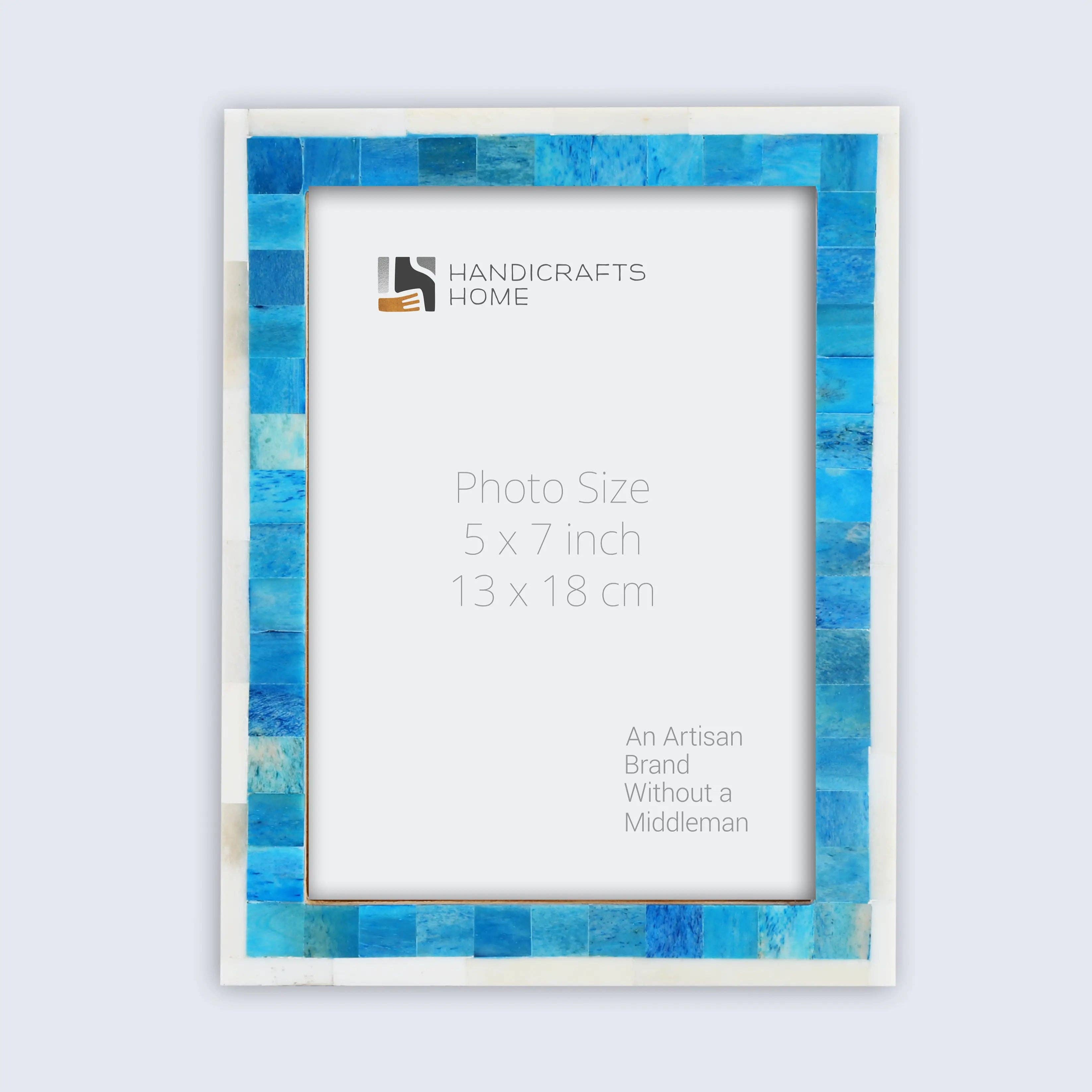 Bianco turchese Cornice Classica con Intarsio in Osso Turchese e Bianco, 4x6, 5x7, 8x10 in vendita all'ingrosso su Faire0