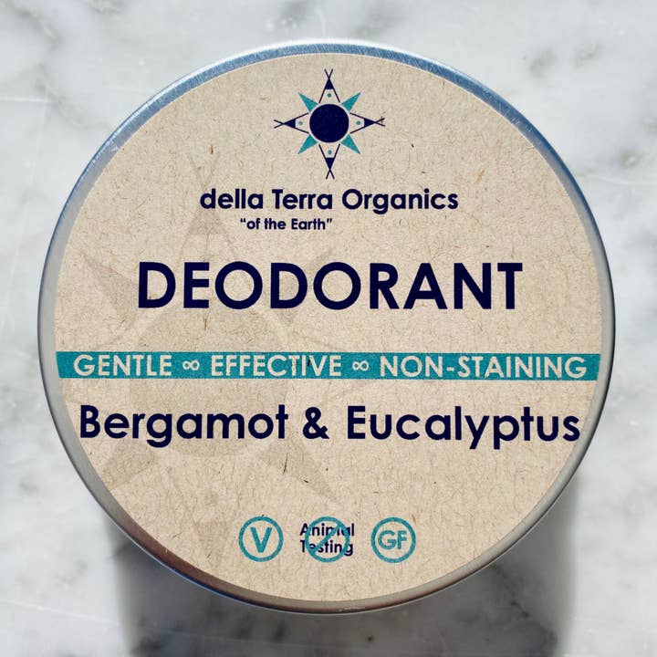 Deodorant Tin: Bergamot & Eucalyptus for wholesale by della Terra Organics