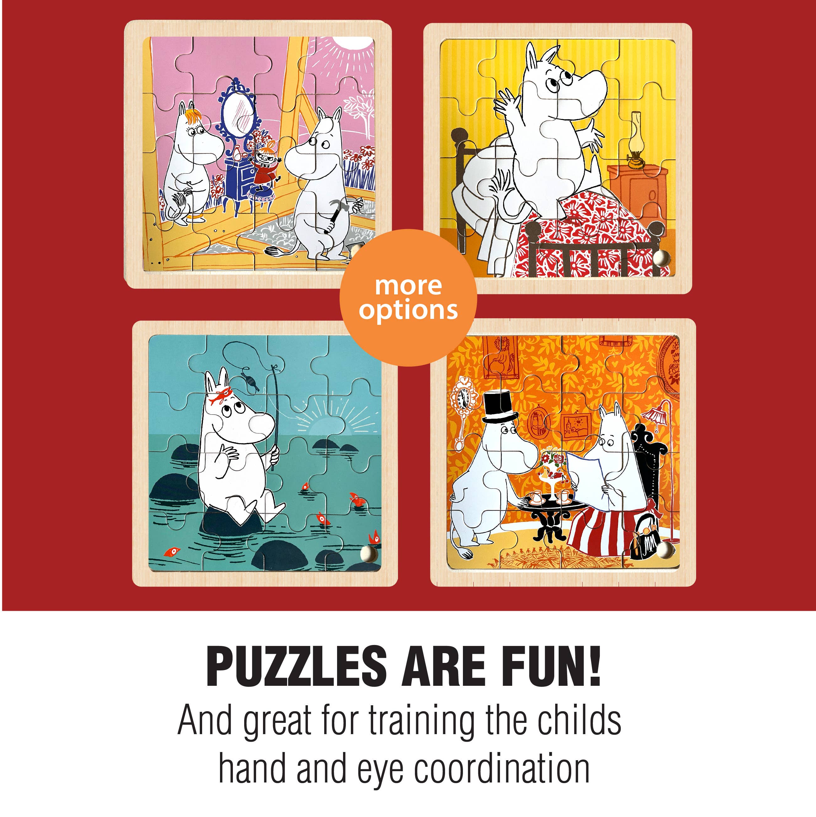 Barbo Toys - Vendita all'ingrosso Puzzle - Bambini - Moomin - Puzzle Quadrato in Legno - Abbracci7