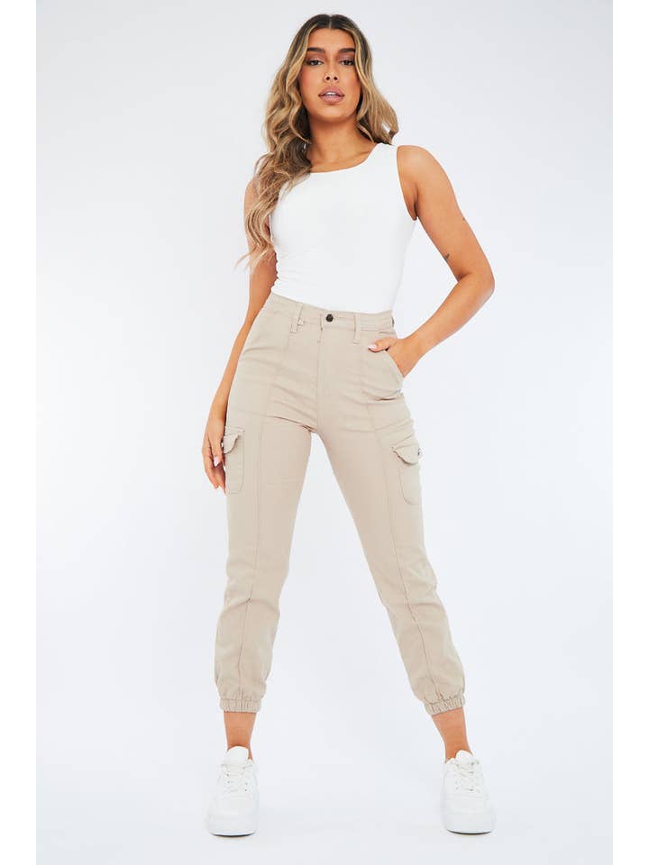 Beige Cuffed Cargo Trousers - Genesis for wholesale on Faire2