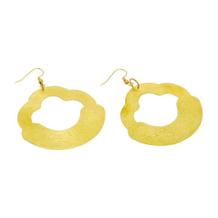 Orecchini Rocco grandi in ottone spazzolato per la vendita all'ingrosso da parte di Exclusive SB Jewelry