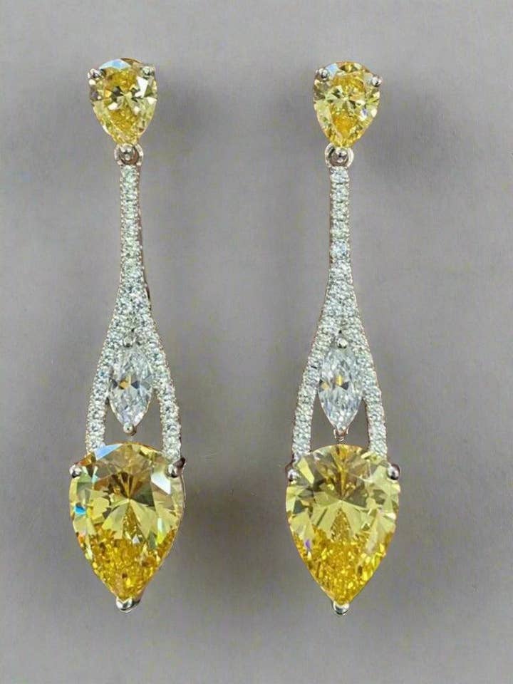 Luxury Yellow Crystal Teardrop Earrings for wholesale by By lilly Paris