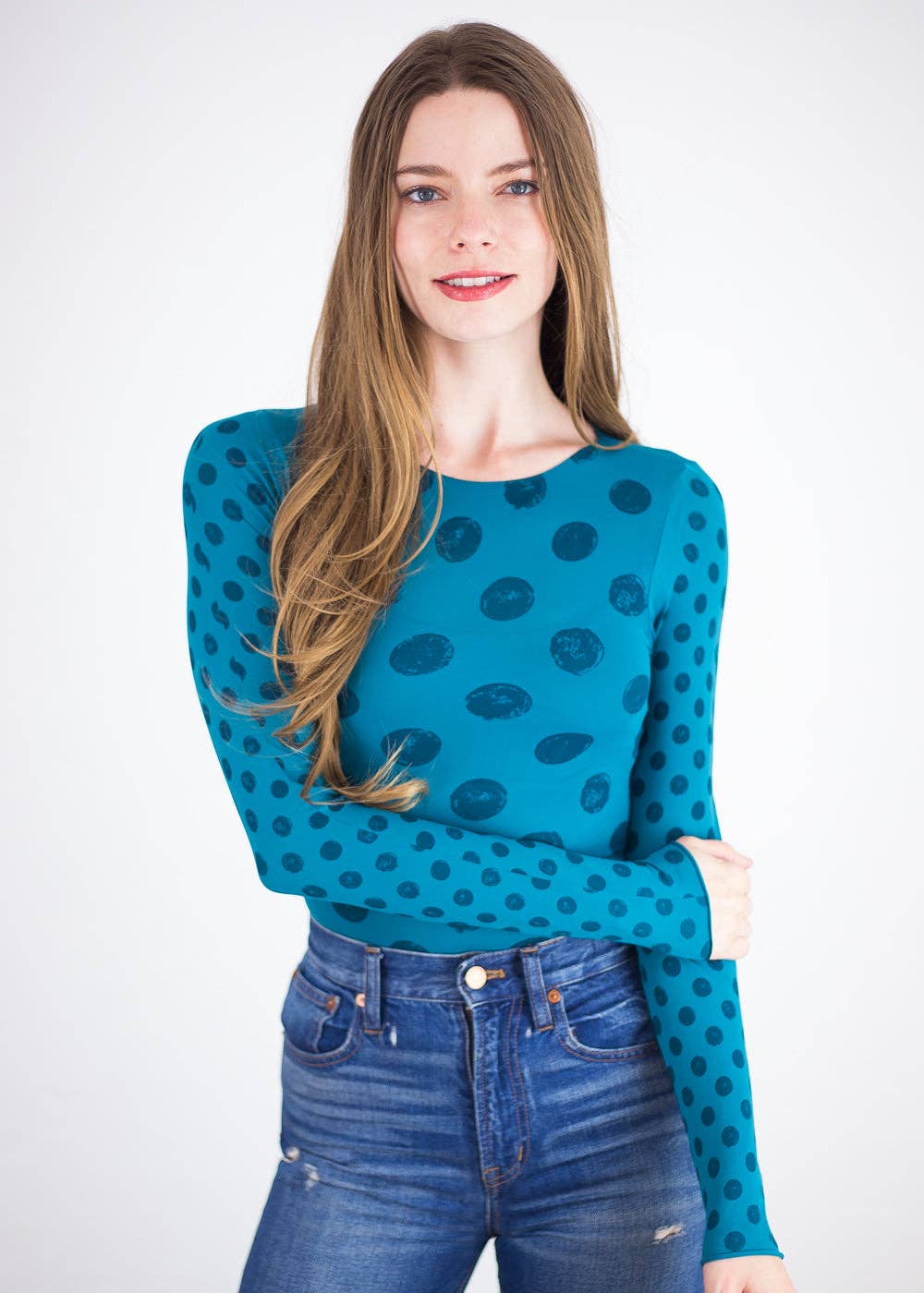 AMB Designs - Wholesale Knit Top - Women's - Grunge Polka Dot Raw Edge Second Skin Top11