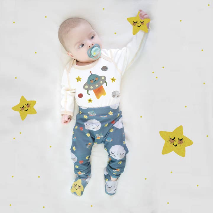 Ufo onesie + space print pant set for wholesale by Olly & Arya