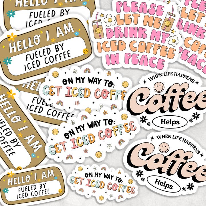 Expression Design Co - Wholesale Sticker - Coffee Vinyl Sticker Bundle