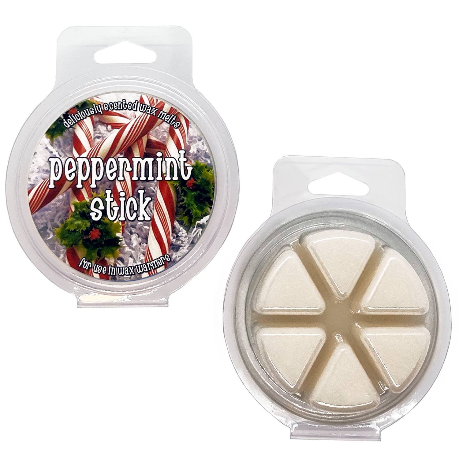 Classic Farmhouse Candles - Wholesale Wax Melt - Peppermint Stick Round Clamshell Melts0