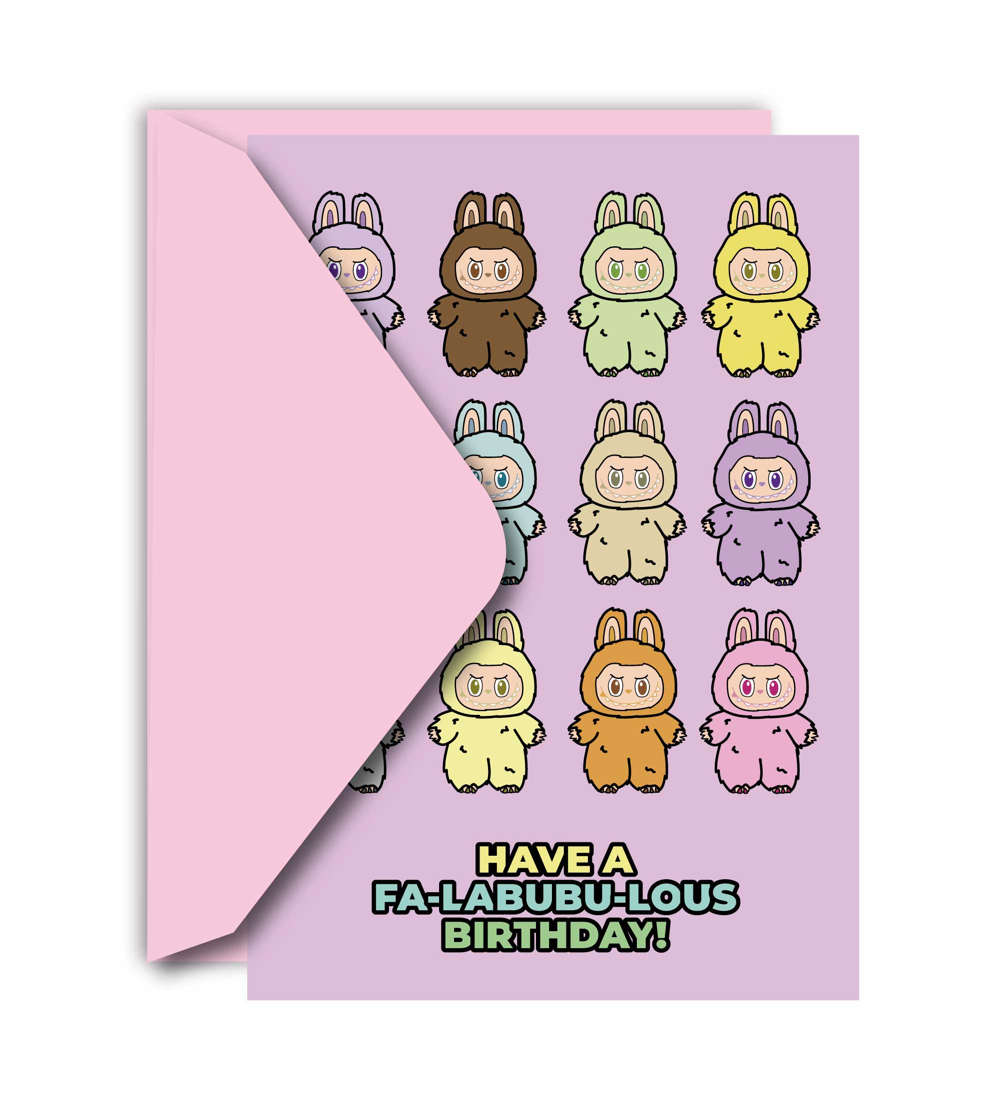 Studio Soph (We Pay Your Import Fees - We Ship DDP) - Wholesale Birthday Card - Have A Fa-Labubu-Lous Birthday! Funny Greeting Card 1