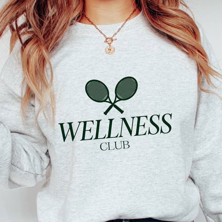 Wellness Club Tennis Rackets Crew Neck Sweatshirt for wholesale by Portland and Peel