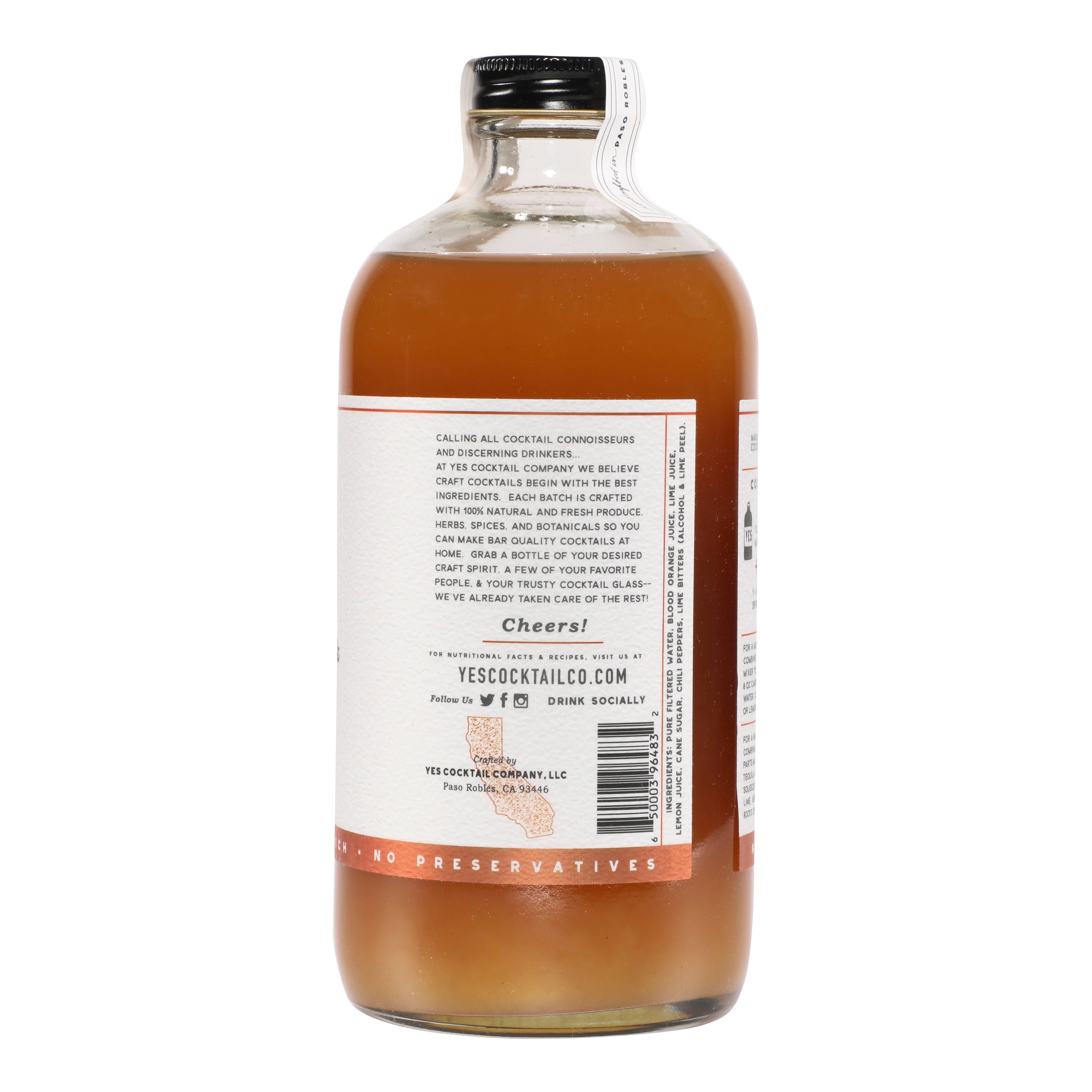 Yes Cocktail Co - Wholesale Cocktail Mix/Syrup - Blood Orange & Chili Pepper Cocktail Mixer1