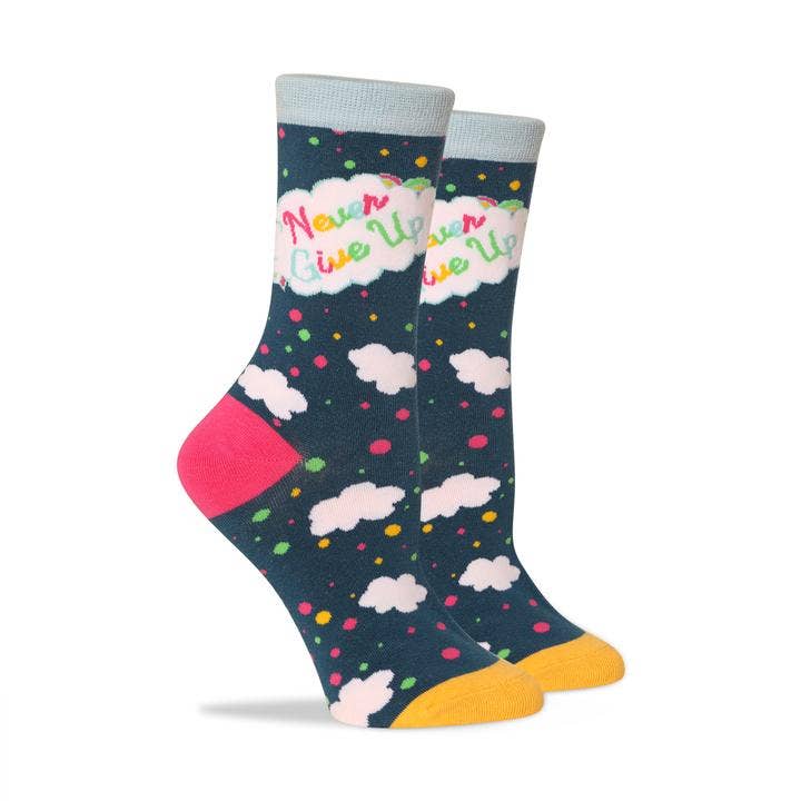 Never Give Up Women Socks for wholesale by Patches and Pins