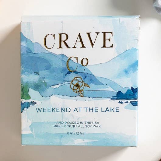 Weekend at the Lake Box Candle for wholesale by Crave Candle Co. LLC