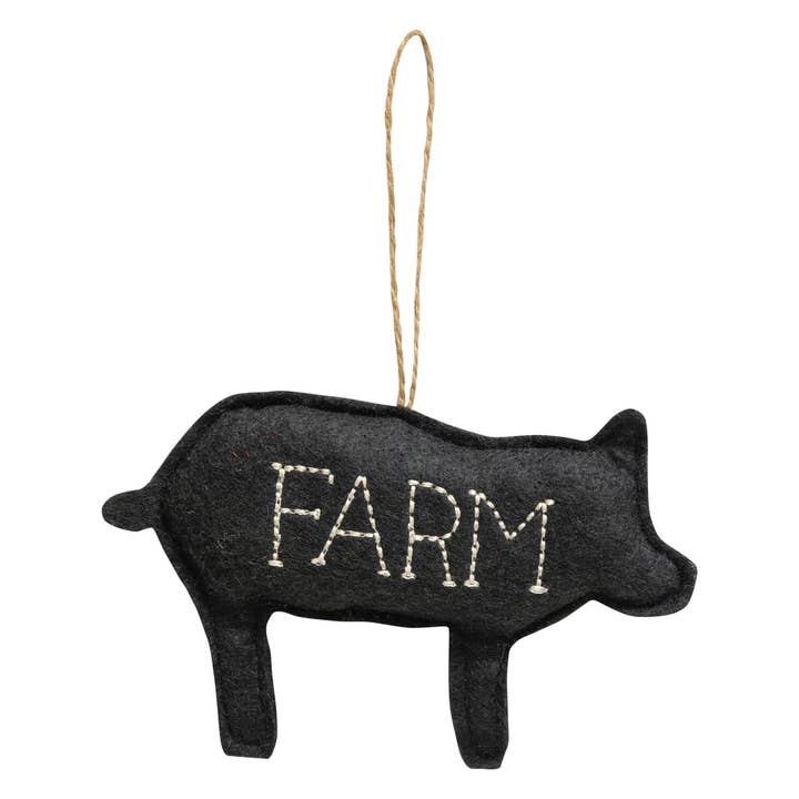 Felt Farm Pig Ornament for wholesale by The Hearthside Collection